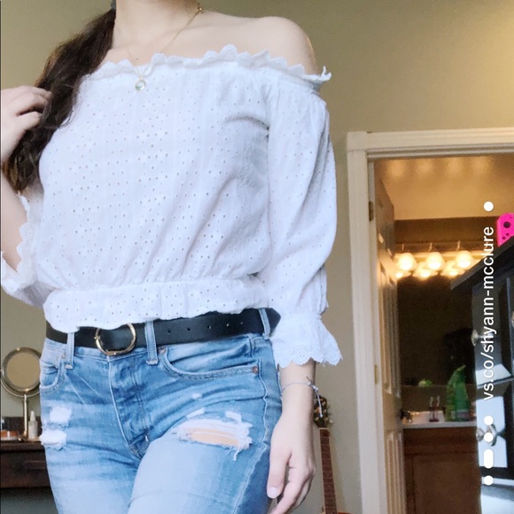 Off the shoulder white lace top - Picture 3 of 3